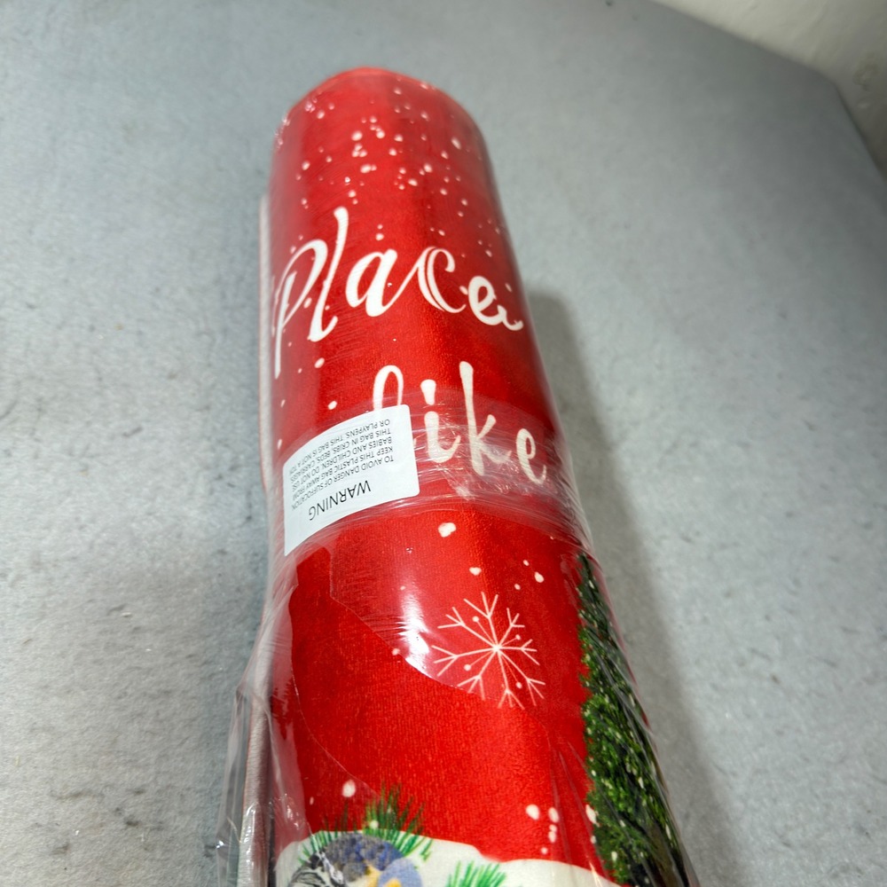 Unbranded Christmas Floor Runner OS Red Like New No Place Like Home Tree Snow‎
